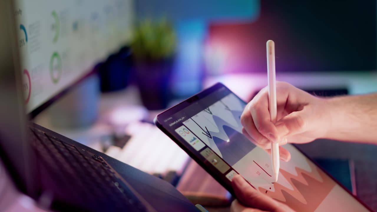 Reviewing charts on a tablet